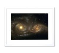 Artery8 Wall Art Print Hubble Space Astronomy Interacting Spiral Galaxies NGC 2207 & IC 2163 In Near Collision Cosmic Dance Artwork Framed 9X7 Inch Artery8 White W7" x H9"