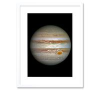 Artery8 Wall Art Print Hubble Space Astronomy Jupiter WFC3/UVIS Largest Planet In Our Solar System Great Red Spot View Anticyclone & Colourful Artery8 White W7" x H9"