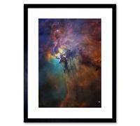 Artery8 Wall Art Print Hubble Space Astronomy Lagoon Nebula Visible Light View Of Cosmic Fantasy Landscape Herschel 36 Giant Star w/ Gas Dust Cloud Artery8 Black W7" x H9"