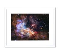 Artery8 Wall Art Print Hubble Space Astronomy Nasa Unveils Celestial Fireworks 25th Anniversary Giant Cluster Westerlund 2 Colourful Nebula Dust Artery8 White W7" x H9"