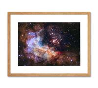 Artery8 Wall Art Print Hubble Space Astronomy Nasa Unveils Celestial Fireworks 25th Anniversary Giant Cluster Westerlund 2 Colourful Nebula Dust Artery8 Beige W7" x H9"