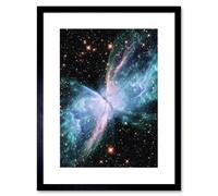 Artery8 Wall Art Print Hubble Space Astronomy NGC 6302 The Butterfly Nebula Luminous Blue Bipolar Planetary Galaxy Wings Of Gas Artwork Framed 9X7 Artery8 Black W7" x H9"