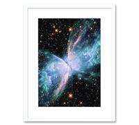 Artery8 Wall Art Print Hubble Space Astronomy NGC 6302 The Butterfly Nebula Luminous Blue Bipolar Planetary Galaxy Wings Of Gas Artwork Framed 9X7 Artery8 White W7" x H9"