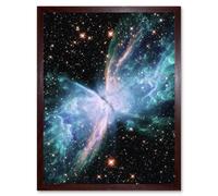 Artery8 Wall Art Print Hubble Space Astronomy NGC 6302 The Butterfly Nebula Luminous Blue Bipolar Planetary Galaxy Wings Of Gas Art Framed | Size: A4 Artery8 Brown A4