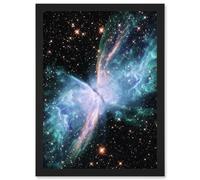 Artery8 Wall Art Print Hubble Space Astronomy NGC 6302 The Butterfly Nebula Luminous Blue Bipolar Planetary Galaxy Wings Of Gas Art Framed | Size: A4 Artery8 Black A4
