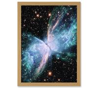 Artery8 Wall Art Print Hubble Space Astronomy NGC 6302 The Butterfly Nebula Luminous Blue Bipolar Planetary Galaxy Wings Of Gas Art Framed Artery8 Beige W12" x H16"