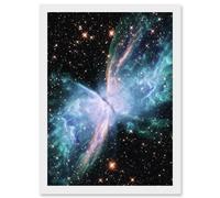 Artery8 Wall Art Print Hubble Space Astronomy NGC 6302 The Butterfly Nebula Luminous Blue Bipolar Planetary Galaxy Wings Of Gas Art Framed | Size: A4 Artery8 White A4
