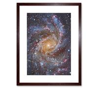 Artery8 Wall Art Print Hubble Space Astronomy NGC 6946 Supernova Fireworks Galaxy Subaru & Red Eclipse Star Cluster Hodge's Complex Artwork Framed Artery8 Brown W7" x H9"