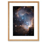 Artery8 Wall Art Print Hubble Space Astronomy Observations Infant Stars Small Magellanic Cloud Galaxy Bright Blue Glowing Star Cluster NGC 602 Nebula Artery8 Beige W7" x H9"
