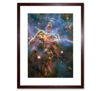Artery8 Wall Art Print Hubble Space Astronomy Pillar & Jets HH 901/902 Colourful Carina Nebula View The Largest Star Birth Region In The Milky Way Artery8 Brown W7" x H9"