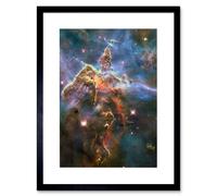 Artery8 Wall Art Print Hubble Space Astronomy Pillar & Jets HH 901/902 Colourful Carina Nebula View The Largest Star Birth Region In The Milky Way Artery8 Black W7" x H9"