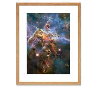 Artery8 Wall Art Print Hubble Space Astronomy Pillar & Jets HH 901/902 Colourful Carina Nebula View The Largest Star Birth Region In The Milky Way Artery8 Beige W7" x H9"