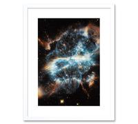 Artery8 Wall Art Print Hubble Space Astronomy Planetary Nebula NGC 5189 Glowing Blue Gas Clouds & Gold Cometary Knots Around Dying Star Artwork Artery8 White W7" x H9"