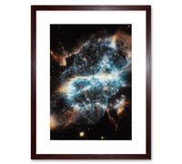 Artery8 Wall Art Print Hubble Space Astronomy Planetary Nebula NGC 5189 Glowing Blue Gas Clouds & Gold Cometary Knots Around Dying Star Artwork Artery8 Brown W7" x H9"