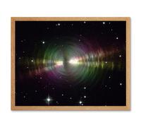Artery8 Wall Art Print Hubble Space Astronomy Rainbow Image Of The Egg Nebula Light Ripples Reflecting On The Dying Star's Dust Shells Art Framed Artery8 Beige W12" x H16"