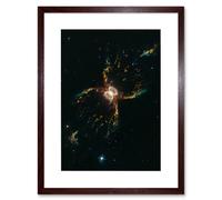 Artery8 Wall Art Print Hubble Space Astronomy Southern Crab Nebula Hen 2-104 Red Yellow Blue Hourglass Celestial Object Red Giant Star White Dwarf Artery8 Brown W7" x H9"