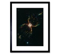 Artery8 Wall Art Print Hubble Space Astronomy Southern Crab Nebula Hen 2-104 Red Yellow Blue Hourglass Celestial Object Red Giant Star White Dwarf Artery8 Black W7" x H9"