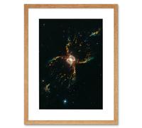 Artery8 Wall Art Print Hubble Space Astronomy Southern Crab Nebula Hen 2-104 Red Yellow Blue Hourglass Celestial Object Red Giant Star White Dwarf Artery8 Beige W7" x H9"