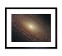 Artery8 Wall Art Print Hubble Space Astronomy Spiral Galaxy NGC 2841 Blue Pink Emission Nebula Starbirth Region & A Majestic Disk Of Stars & Dust Artery8 Black W7" x H9"
