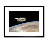Artery8 Wall Art Print Hubble Space Astronomy The Hubble's Final Release Over Earth By Space Shuttle Atlantis Crew In 2009 Servicing Mission 4 Artery8 Black W7" x H9"