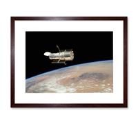 Artery8 Wall Art Print Hubble Space Astronomy The Hubble's Final Release Over Earth By Space Shuttle Atlantis Crew In 2009 Servicing Mission 4 Artery8 Brown W7" x H9"