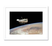 Artery8 Wall Art Print Hubble Space Astronomy The Hubble's Final Release Over Earth By Space Shuttle Atlantis Crew In 2009 Servicing Mission 4 Artery8 White W7" x H9"