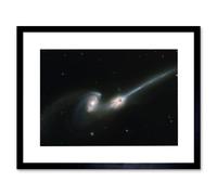 Artery8 Wall Art Print Hubble Space Astronomy The Mice NGC 4676 Stunning Collision Between Two Spiral Galaxies Causing Gas & Stellar Streams Artwork Artery8 Black W7" x H9"