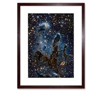Artery8 Wall Art Print Hubble Space Astronomy The Pillars Of Creation Blue Haze Near Infrared View Of Eagle Nebula Light Silhouettes Of Stars Dust & Artery8 Brown W7" x H9"