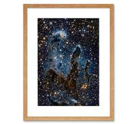 Artery8 Wall Art Print Hubble Space Astronomy The Pillars Of Creation Blue Haze Near Infrared View Of Eagle Nebula Light Silhouettes Of Stars Dust & Artery8 Beige W7" x H9"