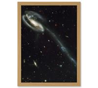 Artery8 Wall Art Print Hubble Space Astronomy The Tadpole Spiral Galaxy Gravitational Forces Pair Collision Create Long Tail Gas Blue Star Birthing Artery8 Beige W12" x H16"