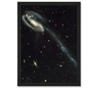 Artery8 Wall Art Print Hubble Space Astronomy The Tadpole Spiral Galaxy Gravitational Forces Pair Collision Create Long Tail Gas Blue Star Birthing Artery8 Black W12" x H16"