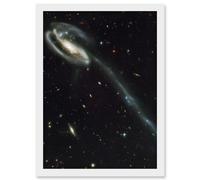 Artery8 Wall Art Print Hubble Space Astronomy The Tadpole Spiral Galaxy Gravitational Forces Pair Collision Create Long Tail Gas Blue Star Birthing Artery8 White A4