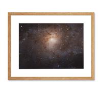 Artery8 Wall Art Print Hubble Space Astronomy Triangulum Spiral Galaxy M33 Crop Blue Orange Star Birthing Region Artwork Framed 9X7 Inch Artery8 Beige W7" x H9"