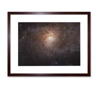 Artery8 Wall Art Print Hubble Space Astronomy Triangulum Spiral Galaxy M33 Crop Blue Orange Star Birthing Region Artwork Framed 9X7 Inch Artery8 Brown W7" x H9"