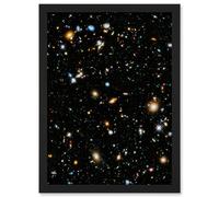 Artery8 Wall Art Print Hubble Space Astronomy Ultra Deep Field 2014 Ultraviolet Composite Separate Exposures Observations Distant Galaxies Primitive Artery8 Black W12" x H16"