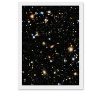 Artery8 Wall Art Print Hubble Space Astronomy Ultra Deep Field 2014 Ultraviolet Composite Separate Exposures Observations Distant Galaxies Primitive Artery8 White A4