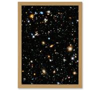 Artery8 Wall Art Print Hubble Space Astronomy Ultra Deep Field 2014 Ultraviolet Composite Separate Exposures Observations Distant Galaxies Primitive Artery8 Beige W12" x H16"