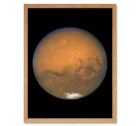 Artery8 Wall Art Print Hubble Space Astronomy View Mars Red Planet Olympus Mons Volcano Valles Marineris Canyons Solis Lacus Dark Marking Southern Artery8 Beige A4