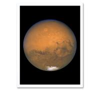 Artery8 Wall Art Print Hubble Space Astronomy View Mars Red Planet Olympus Mons Volcano Valles Marineris Canyons Solis Lacus Dark Marking Southern Artery8 White A4