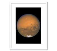 Artery8 Wall Art Print Hubble Space Astronomy View Mars Red Planet Olympus Mons Volcano Valles Marineris Canyons Solis Lacus Dark Marking Southern Artery8 White W7" x H9"