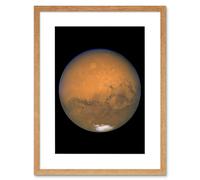 Artery8 Wall Art Print Hubble Space Astronomy View Mars Red Planet Olympus Mons Volcano Valles Marineris Canyons Solis Lacus Dark Marking Southern Artery8 Beige W7" x H9"
