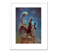 Artery8 Wall Art Print Hubble Space Astronomy WFC3/UVIS M16 Blue Haze 2014 The Pillars Of Creation Eagle Nebula Silhouettes Of Stars Dust & Gas Artery8 White W7" x H9"