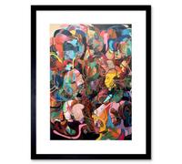 Artery8 Wall Art Print Human Relationships Multicoloured Abstract Crowd Artwork Framed 9X7 Inch