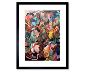 Artery8 Wall Art Print Human Relationships Multicoloured Abstract Crowd Artwork Framed 9X7 Inch