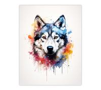 Artery8 Husky Lovers Gift Watercolour Pet Portrait Painting Artwork Extra Large XL Wall Art Poster Print