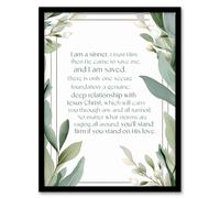 Artery8 Wall Art Print I am a Sinner Charles Spurgeon Quote Bible Verse Green Framed | Size: A4 Artery8 Green A4