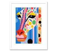 Artery8 Wall Art Print I Woke Up Like This Giraffe Henri Matisse Style Artwork Vibrant Abstract Portrait Artwork Framed 9X7 Inch | Size: W7" x H9" Artery8 White W7" x H9"