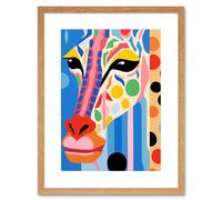 Artery8 Wall Art Print I Woke Up Like This Giraffe Henri Matisse Style Artwork Vibrant Abstract Portrait Artwork Framed 9X7 Inch | Size: W7" x H9" Artery8 Beige W7" x H9"