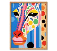 Artery8 Wall Art Print I Woke Up Like This Giraffe Henri Matisse Style Artwork Vibrant Abstract Portrait Art Framed in Light Oak | Size: W12" x H16" Artery8 Light Oak W12" x H16"