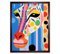 Artery8 Wall Art Print I Woke Up Like This Giraffe Henri Matisse Style Artwork Vibrant Abstract Portrait Art Framed in Brown | Size: W12" x H16" Artery8 Brown W12" x H16"
